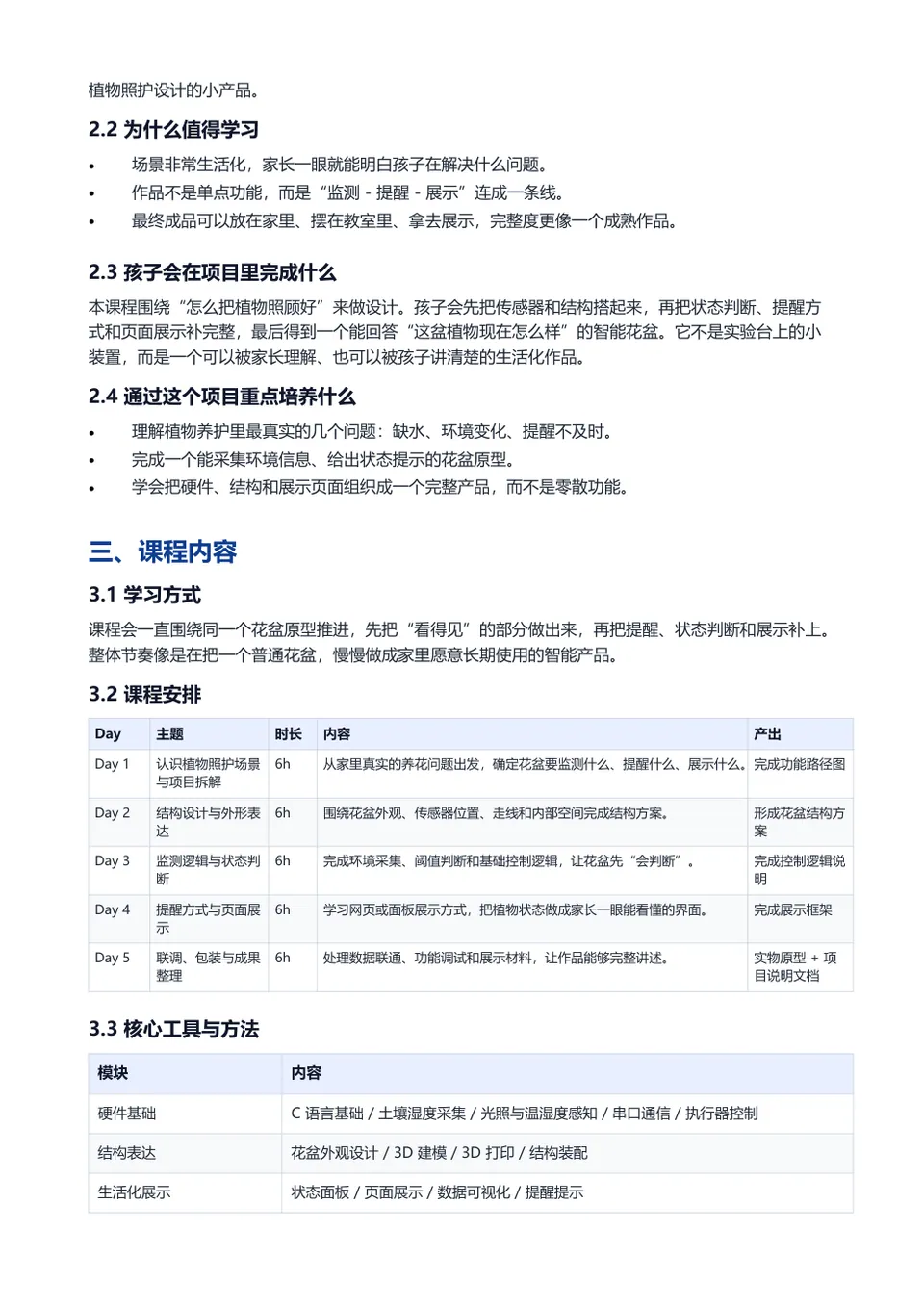 智能花盆 计划书内页预览