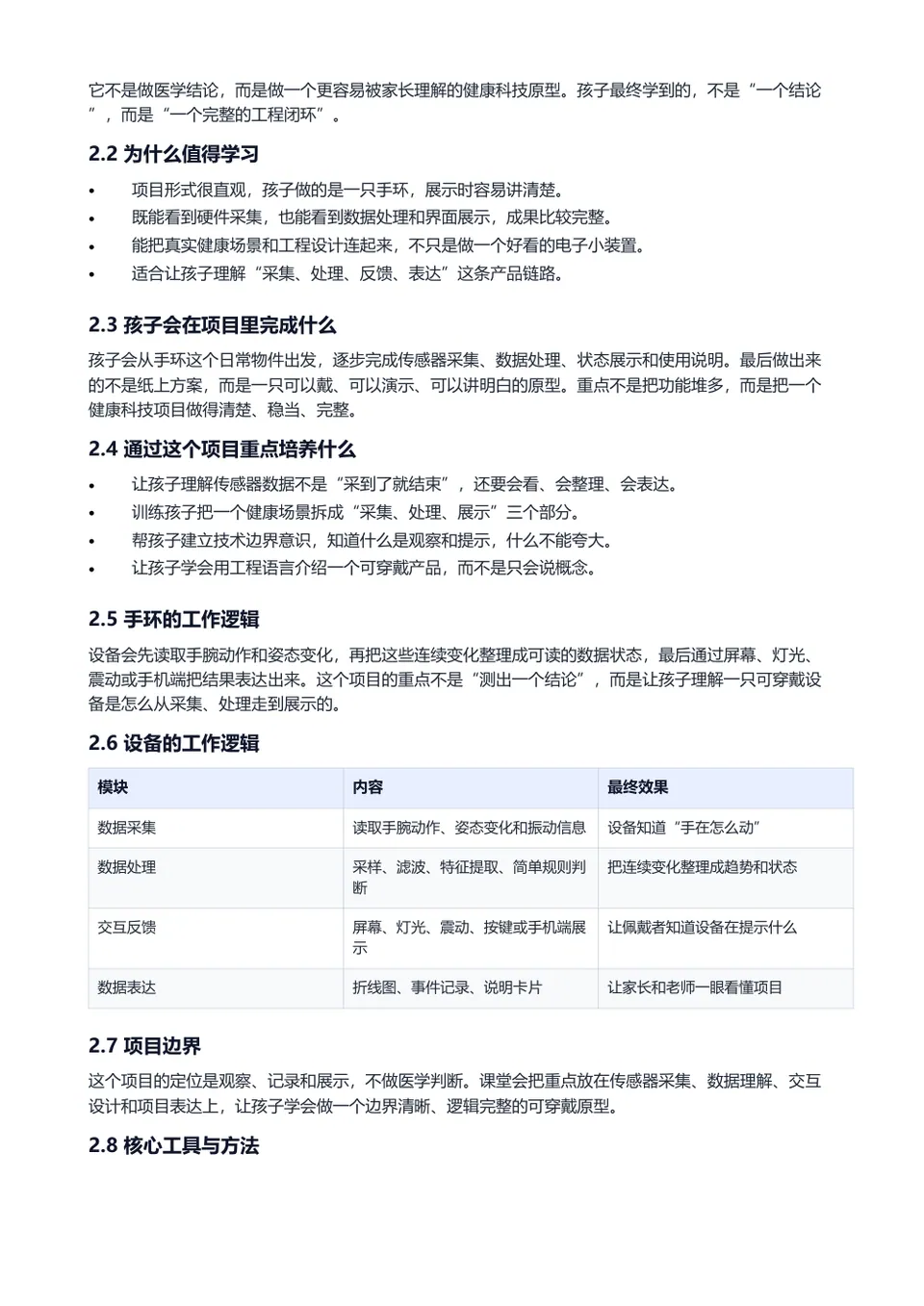 帕金森手环 计划书内页预览