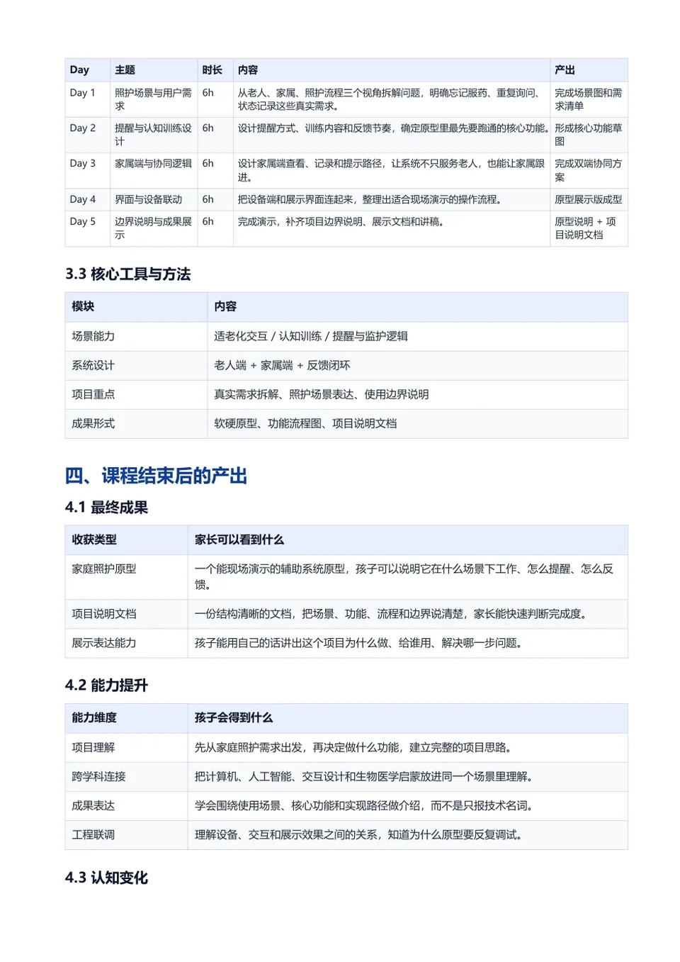 记忆守护者 课程安排资料页预览