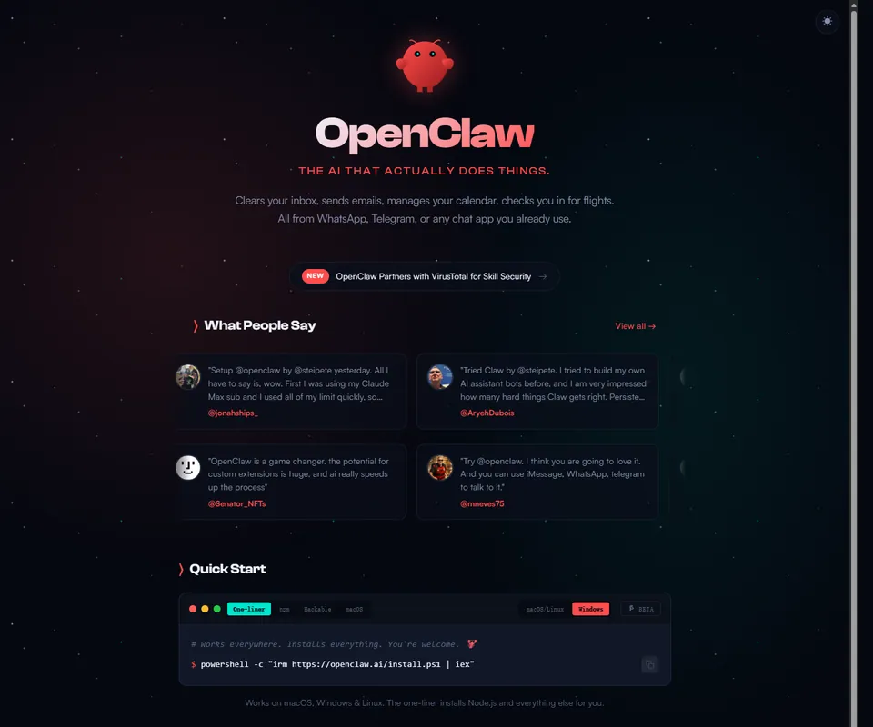 OpenClaw AI Agent 系统界面