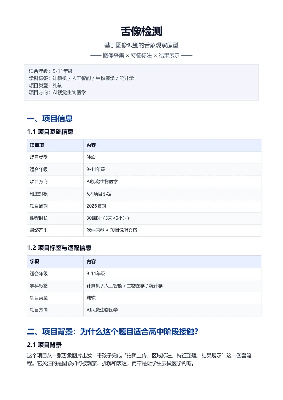 舌像检测 计划书第 1 页预览