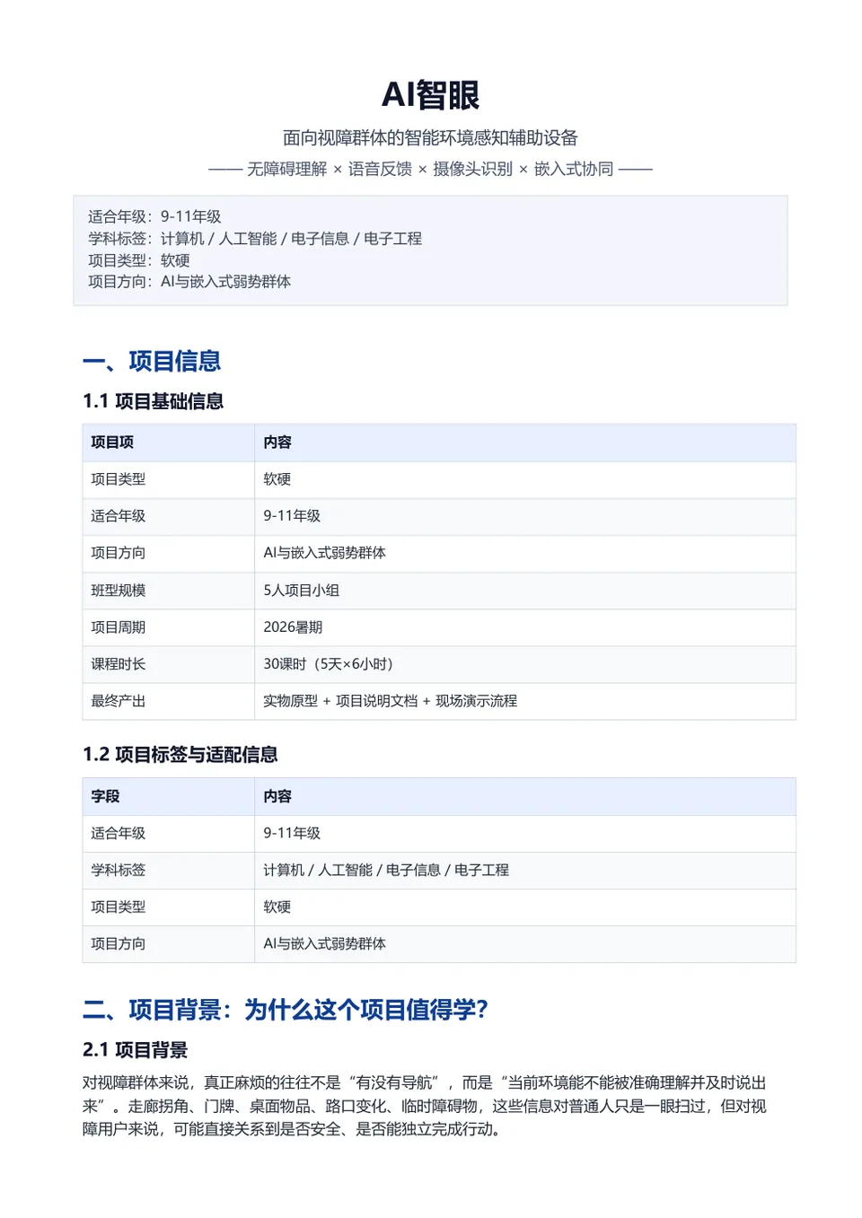AI智眼 计划书第 1 页预览